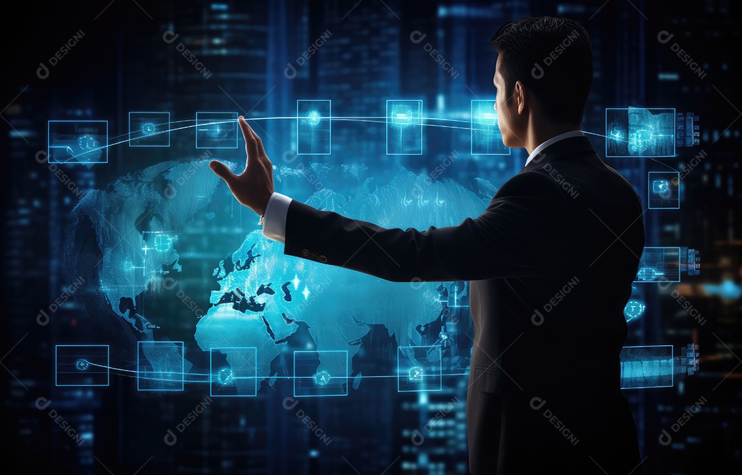 Homem de negócios tocando