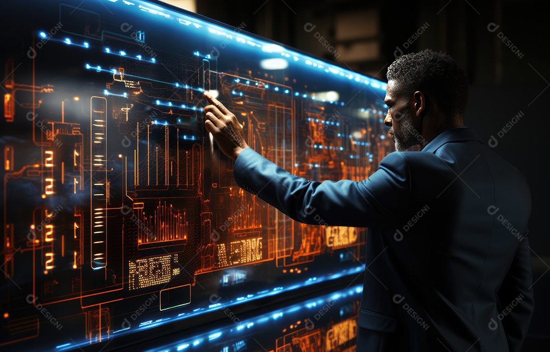 Homem de negócios tocando