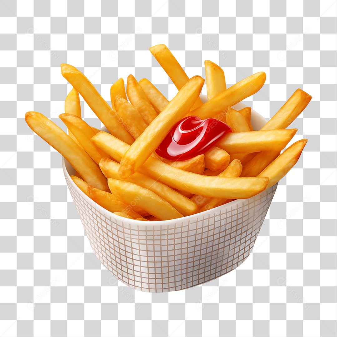 Vasilha com Batatas Fritas PNG Transparente