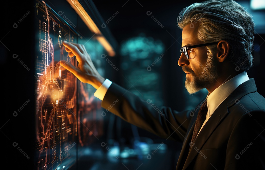 Homem de negócios tocando