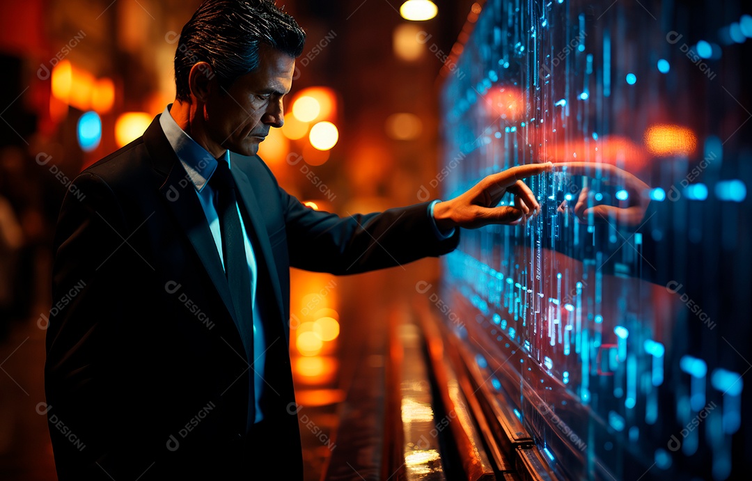 Homem de negócios tocando