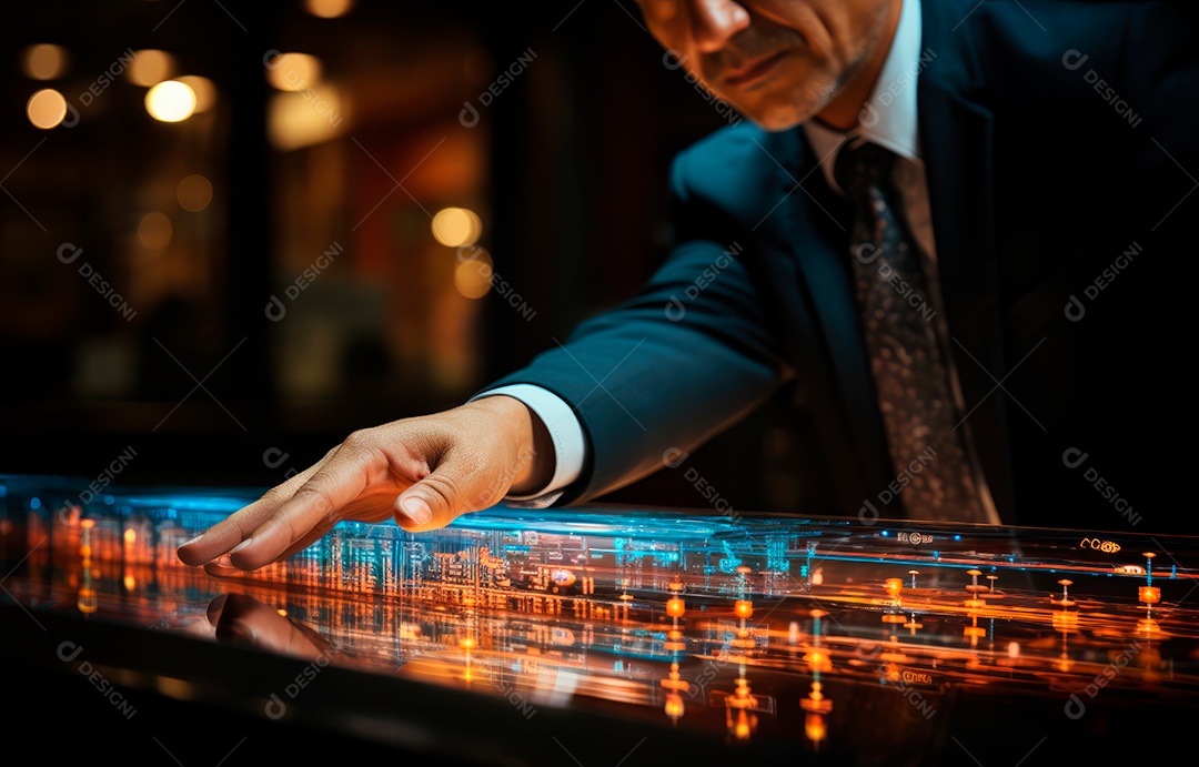 Homem de negócios tocando