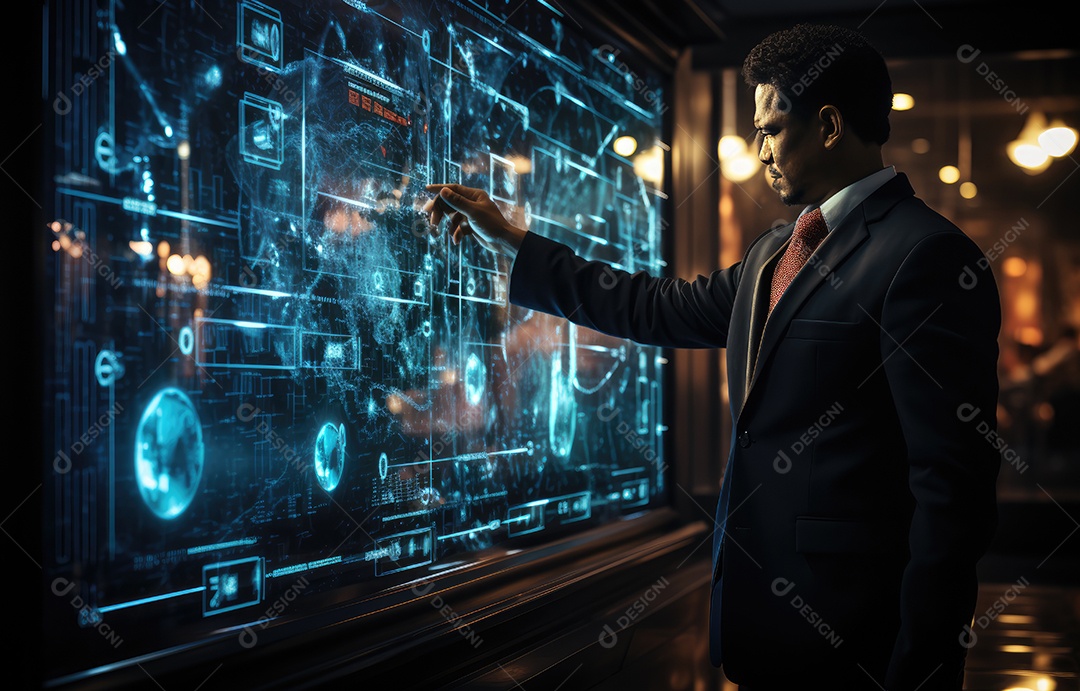 Homem de negócios tocando