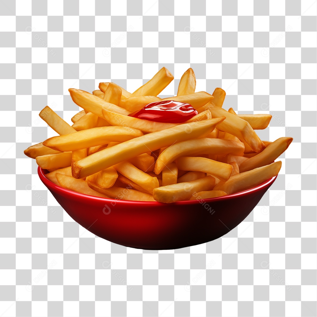 Vasilha com Batatas Fritas PNG Transparente