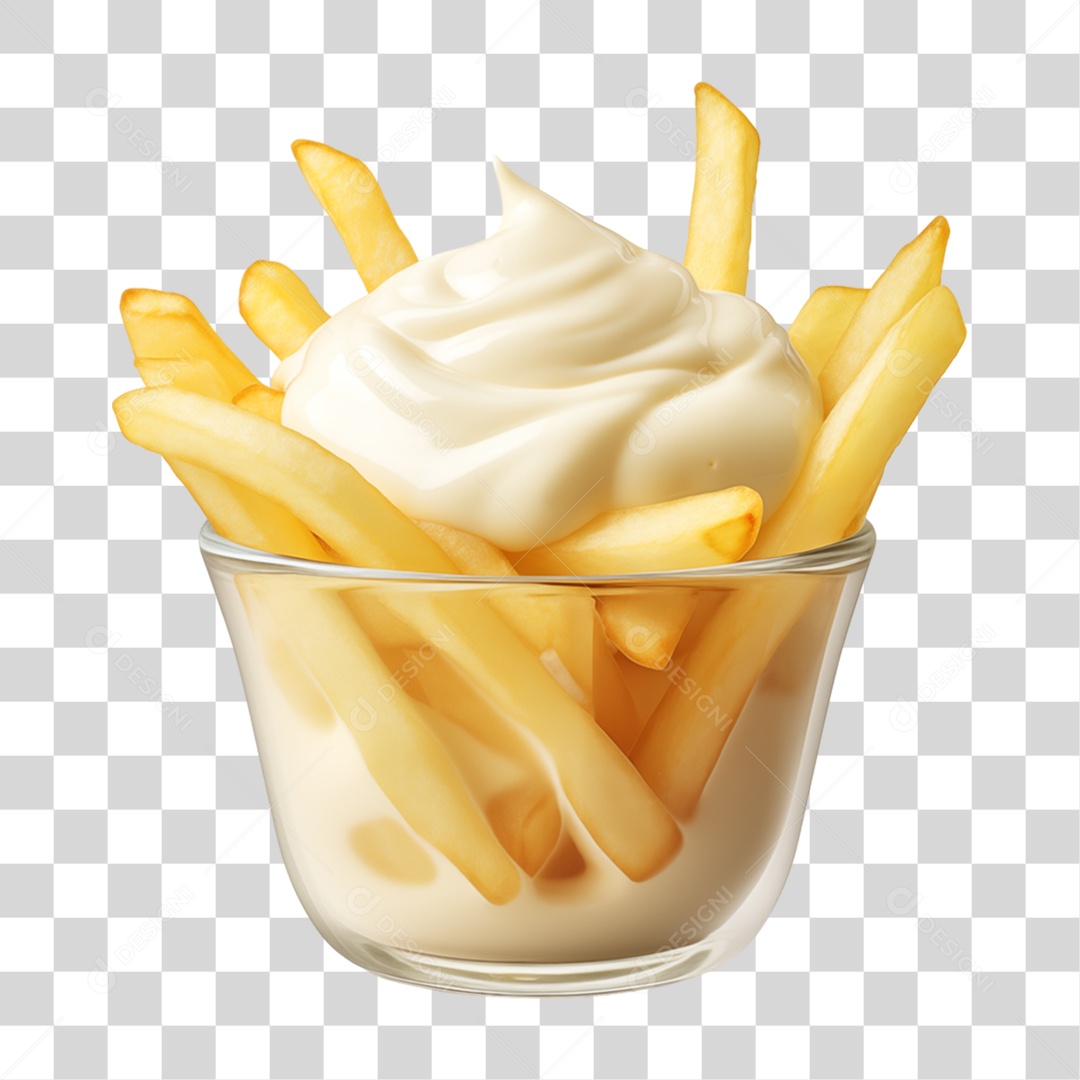 Vasilha com Batatas Fritas PNG Transparente