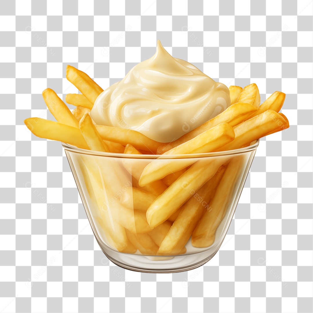 Vasilha com Batatas Fritas PNG Transparente