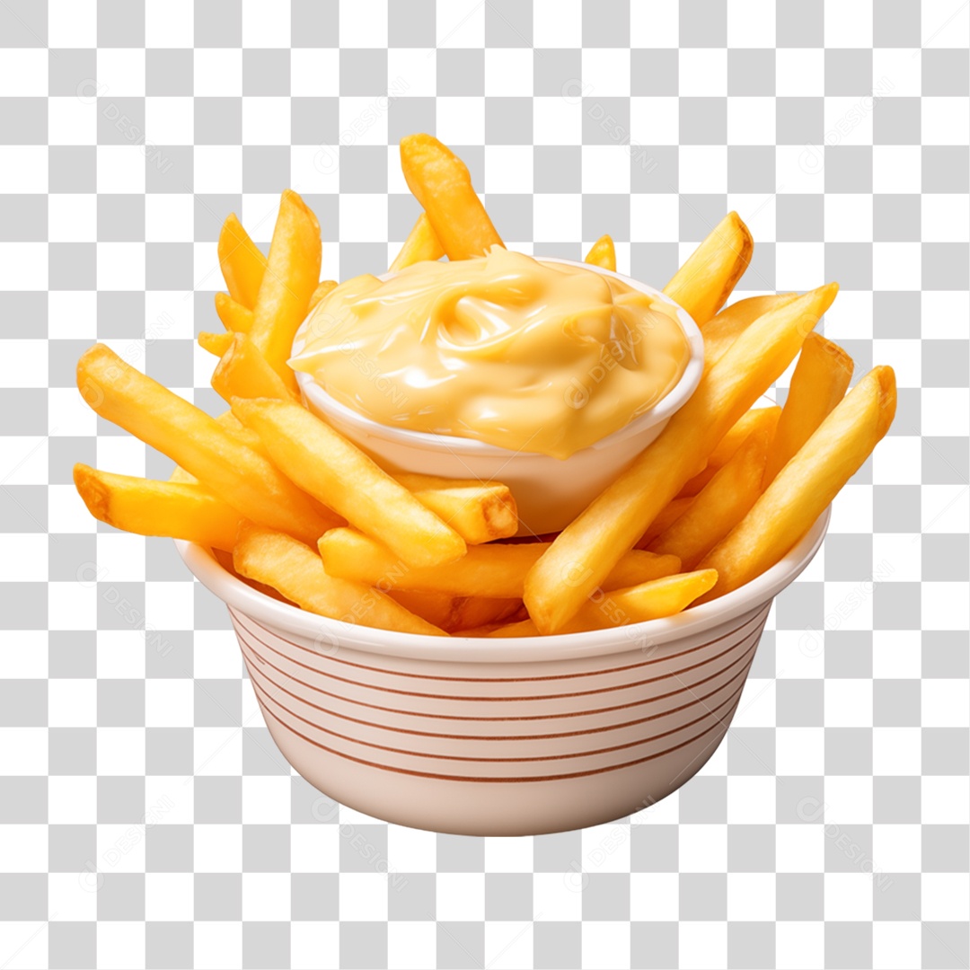Vasilha com Batatas Fritas PNG Transparente