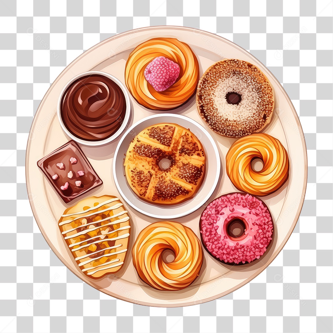 Conjunto de Rosquinhas Lanches PNG Transparente