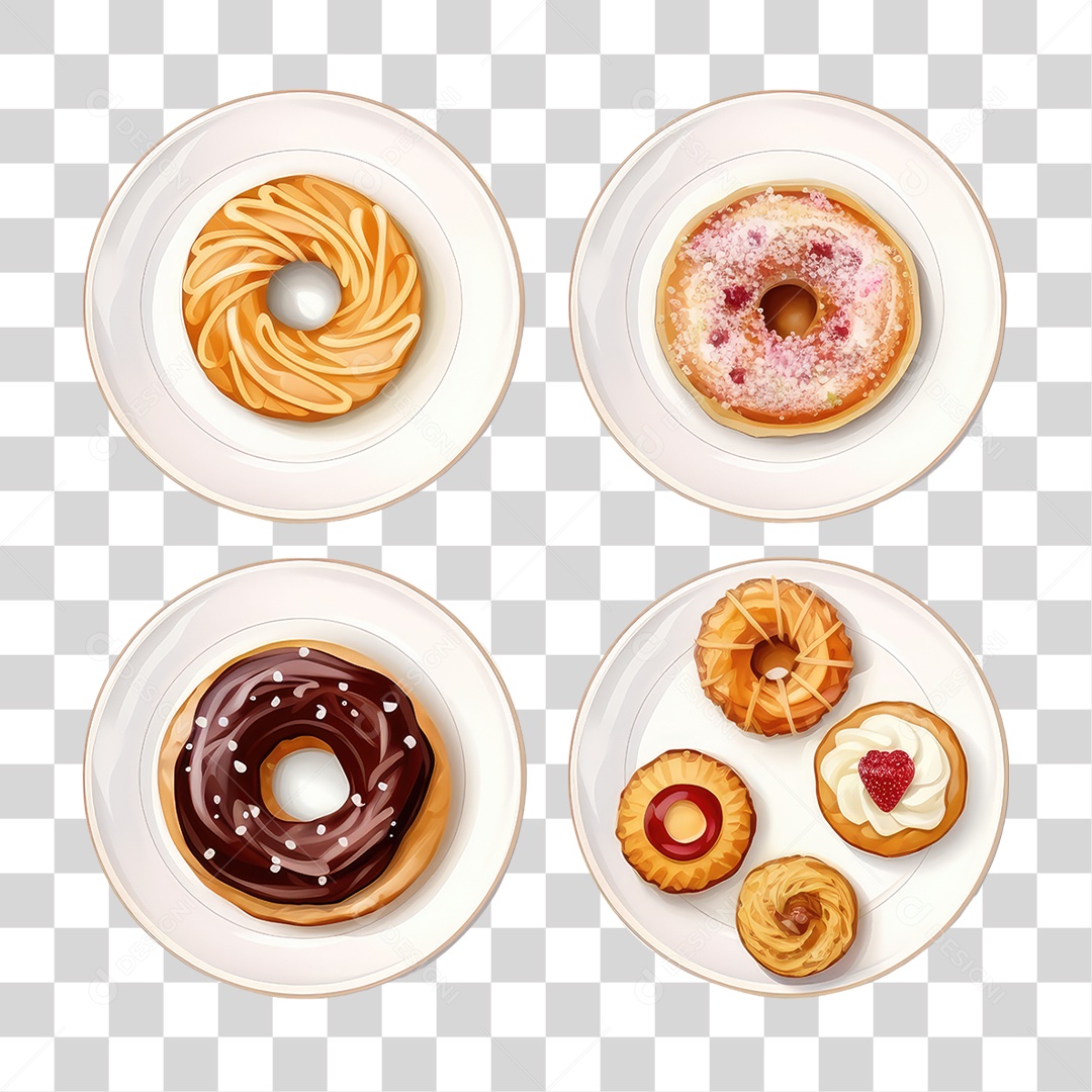 Conjunto de Rosquinhas Lanches PNG Transparente