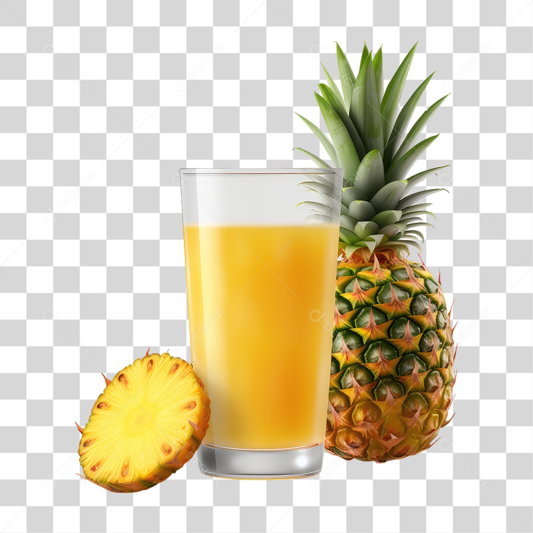 Copo com Suco de Abacaxi PNG Transparente