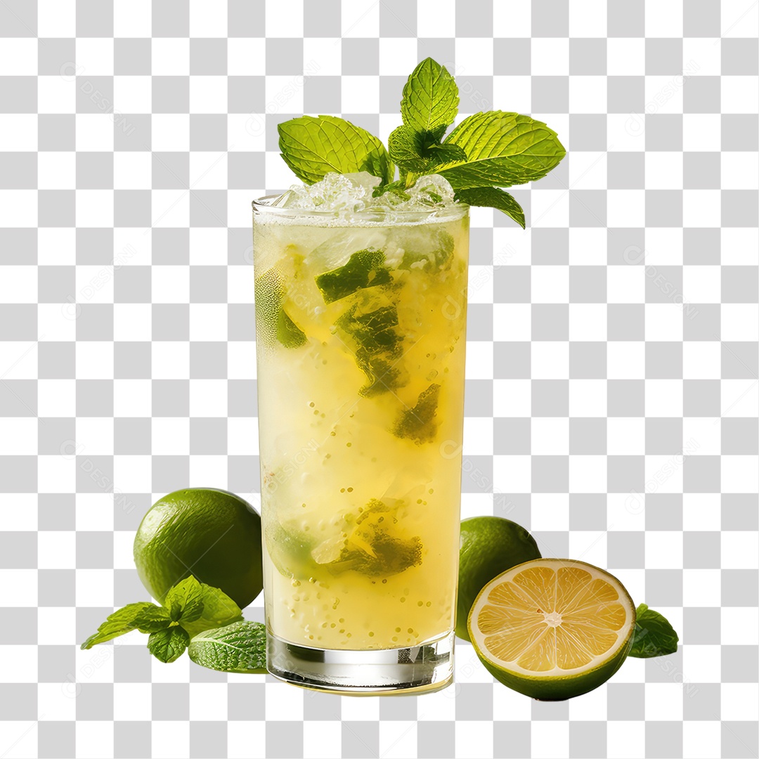 Copo com Suco de Limão PNG Transparente