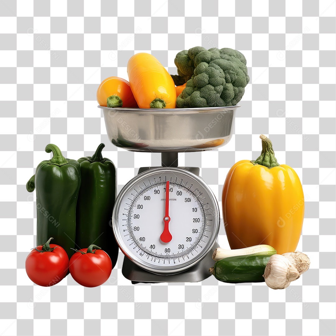 Frutas e Legumes em Balança PNG Transparente