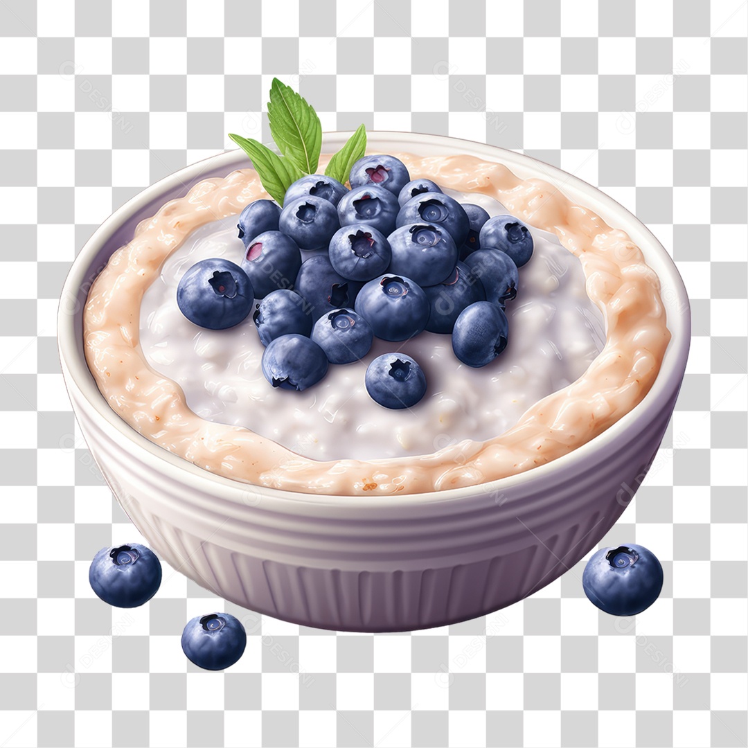 Vasilha com Creme e Mirtilos PNG Transparente