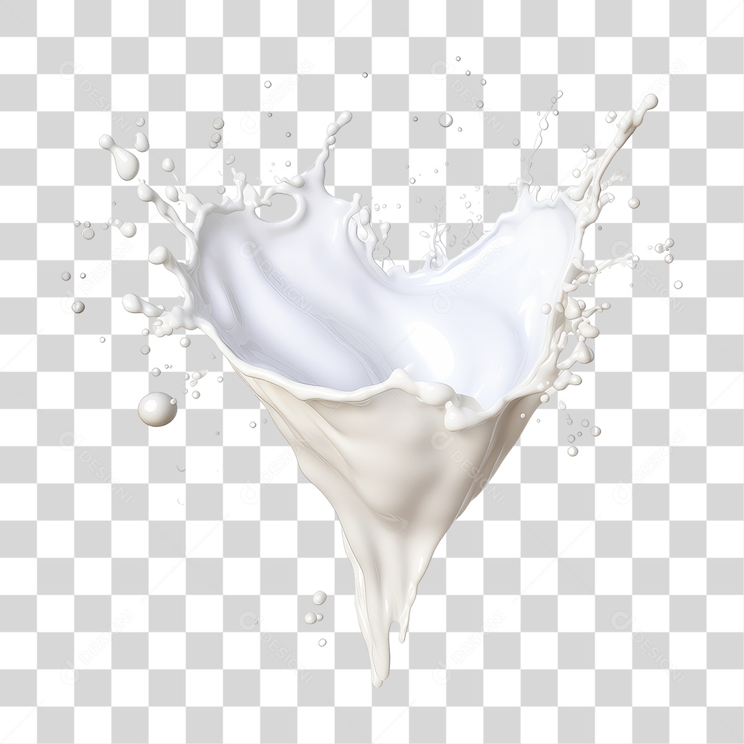 Splash de Leite Líquido Branco PNG Transparente