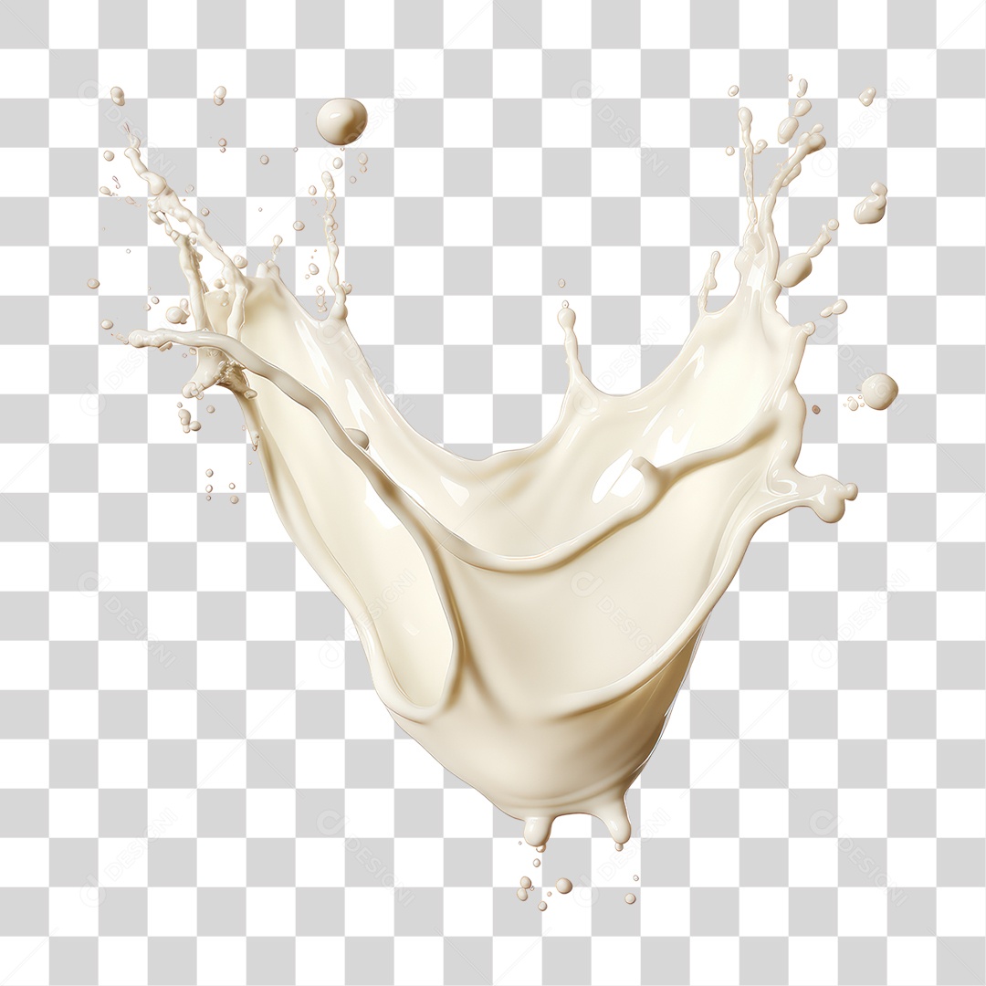 Splash de Leite Líquido Branco PNG Transparente
