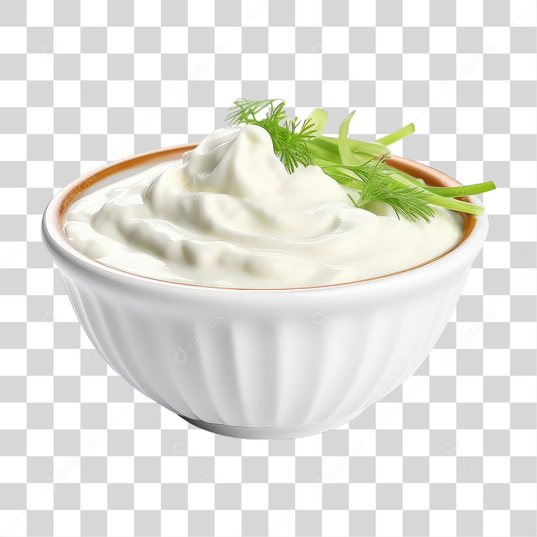 Pote com Maionese Temperada Folhas PNG Transparente