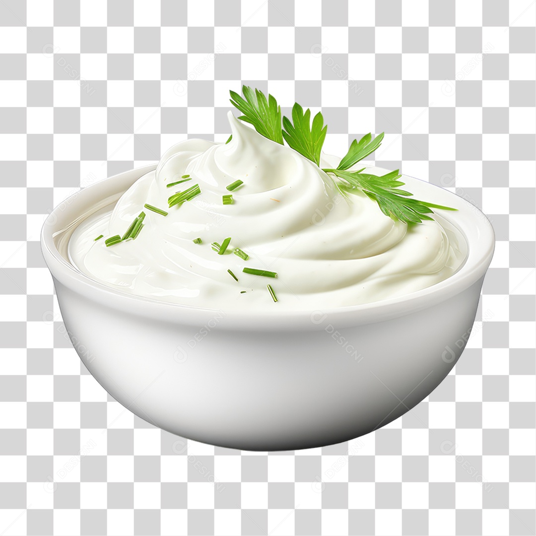 Pote com Maionese Temperada Folhas PNG Transparente