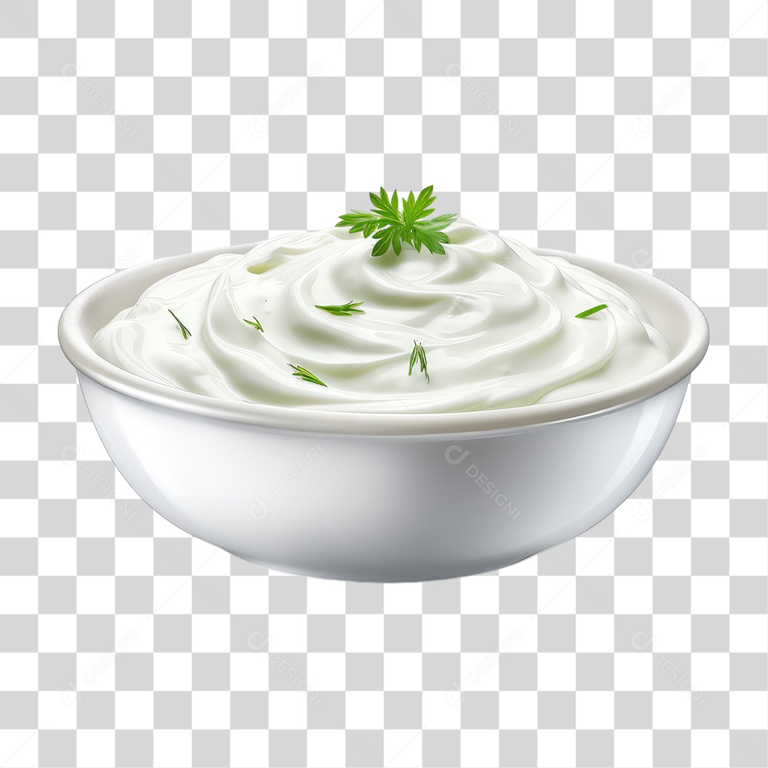 Pote com Maionese Temperada Folhas PNG Transparente