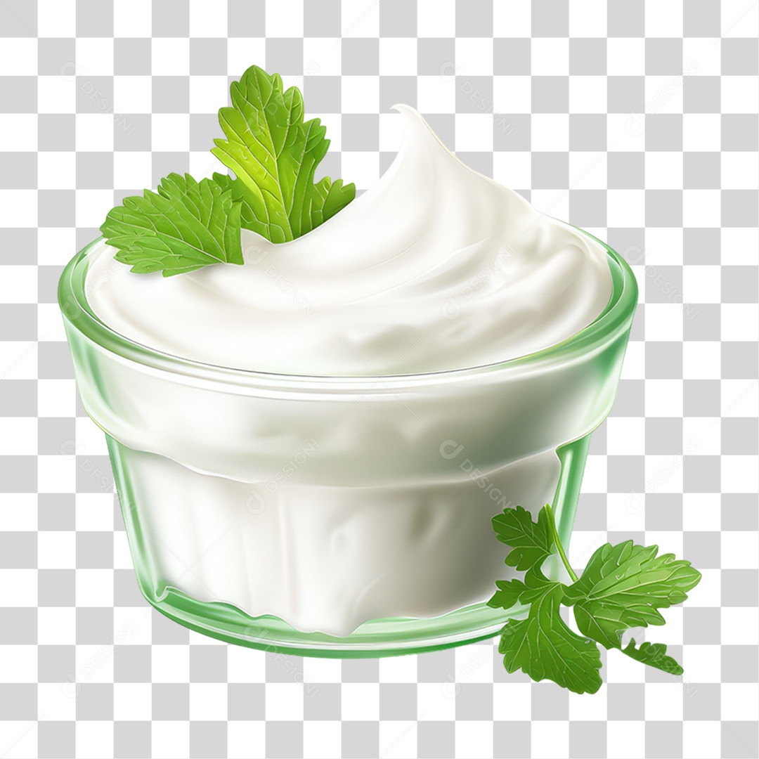 Pote com Maionese Temperada Folhas PNG Transparente