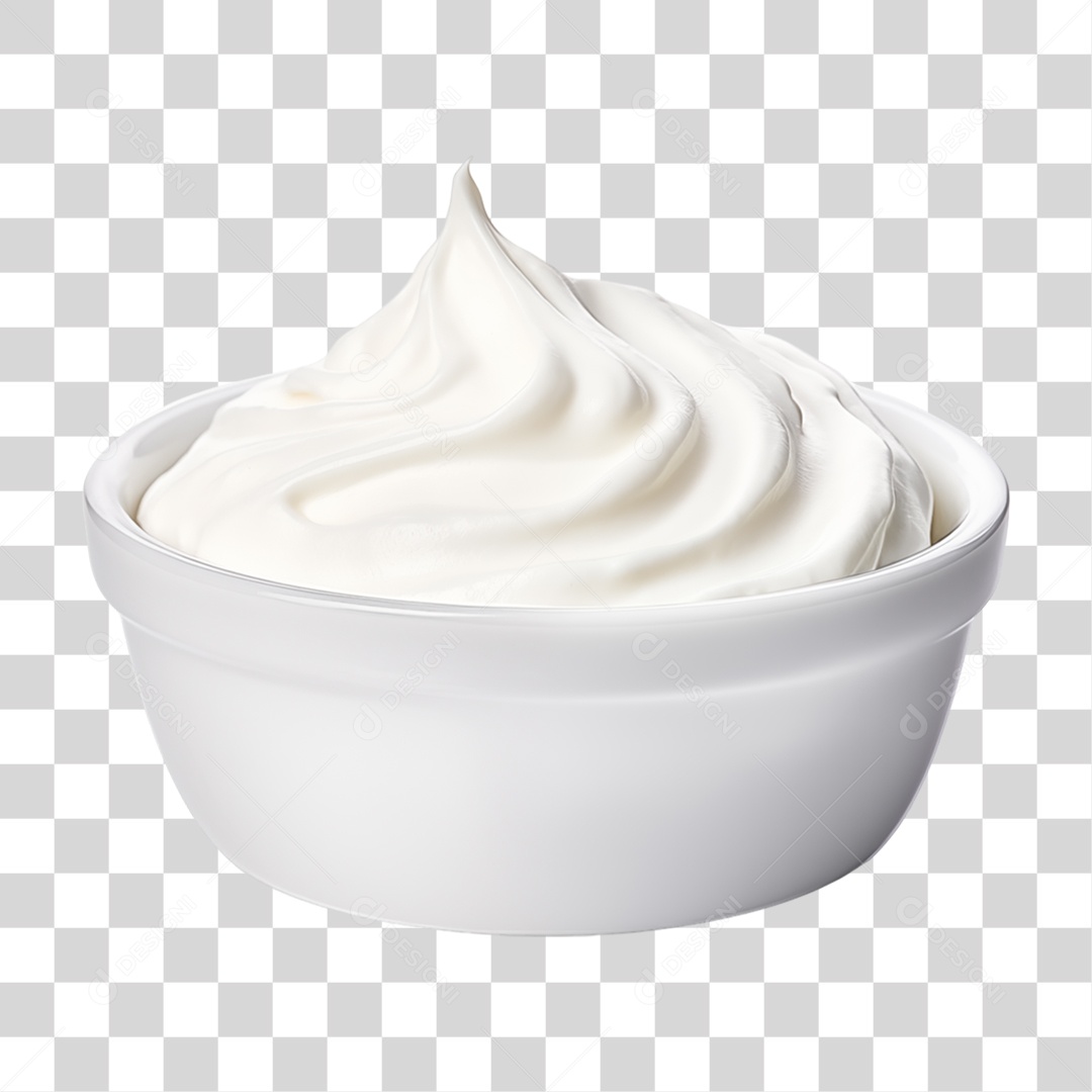 Creme Branco em Tigela PNG Transparente