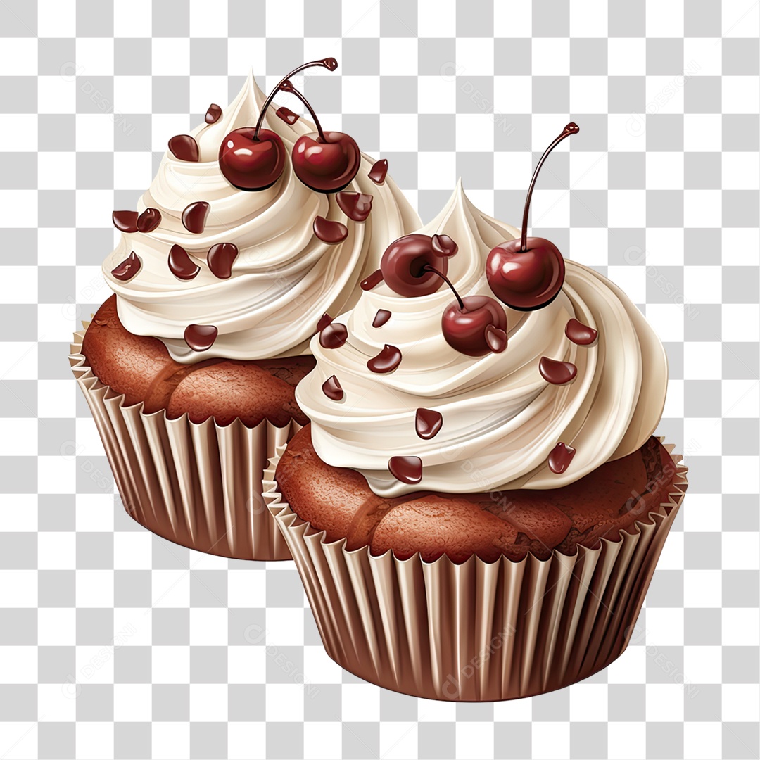 Cupcake de Chocolate PNG Transparente