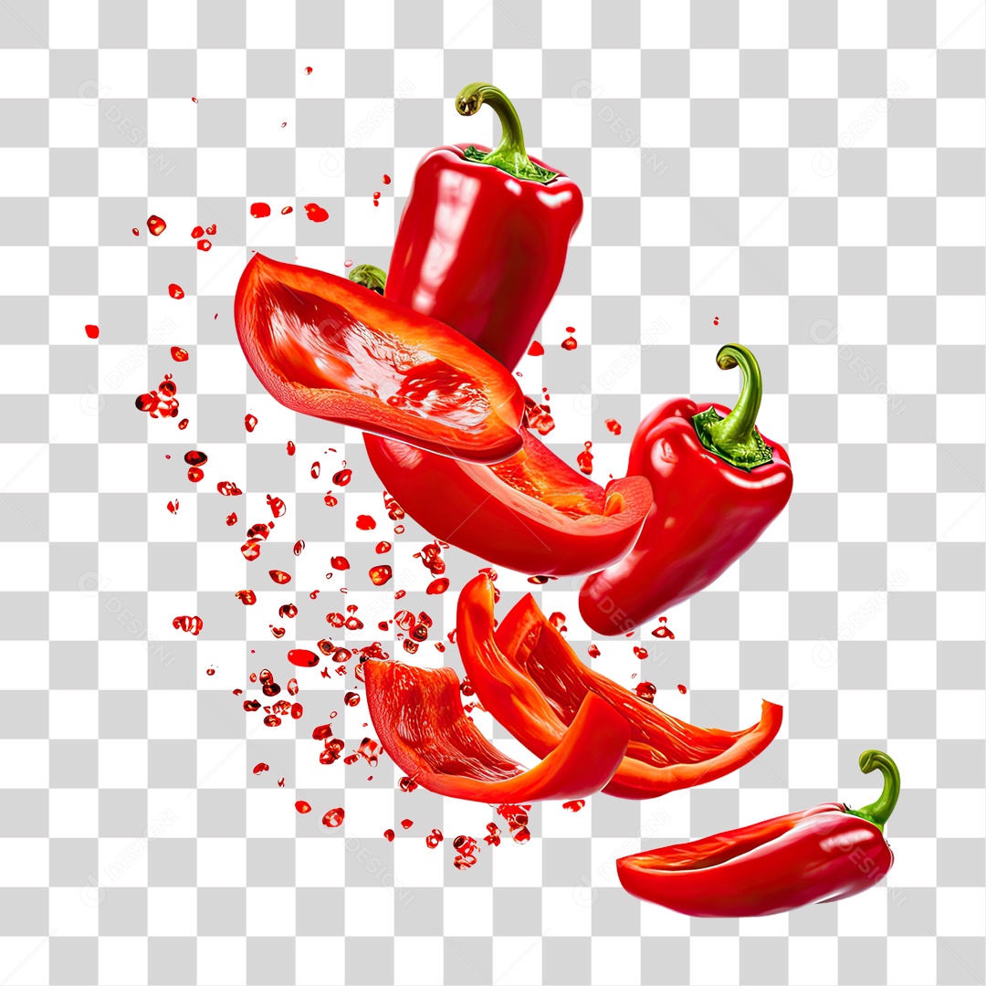 Pimentão Fatiado PNG Transparente