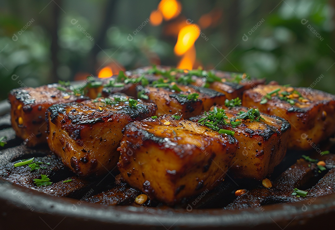 Costelinha brasileira ao molho barbecue na brasa