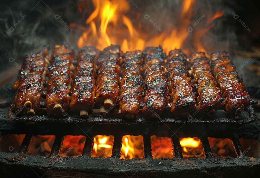 Costelinha brasileira ao molho barbecue na brasa
