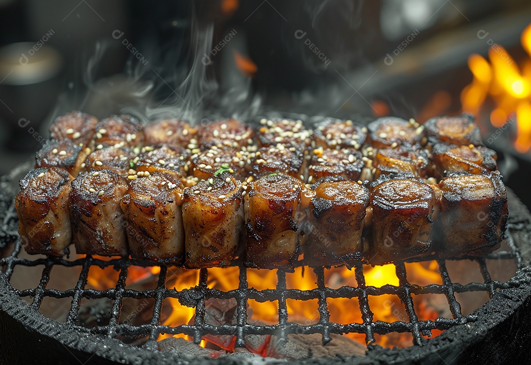Costelinha brasileira ao molho barbecue na brasa