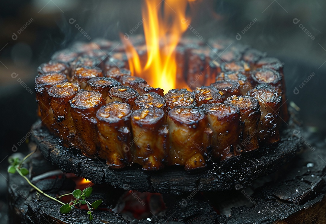 Costelinha brasileira ao molho barbecue na brasa