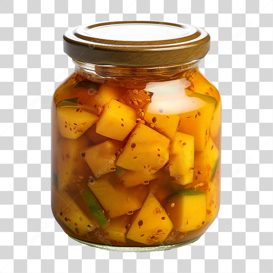 Pote de Vidro com Conserva de Manga PNG Transparente