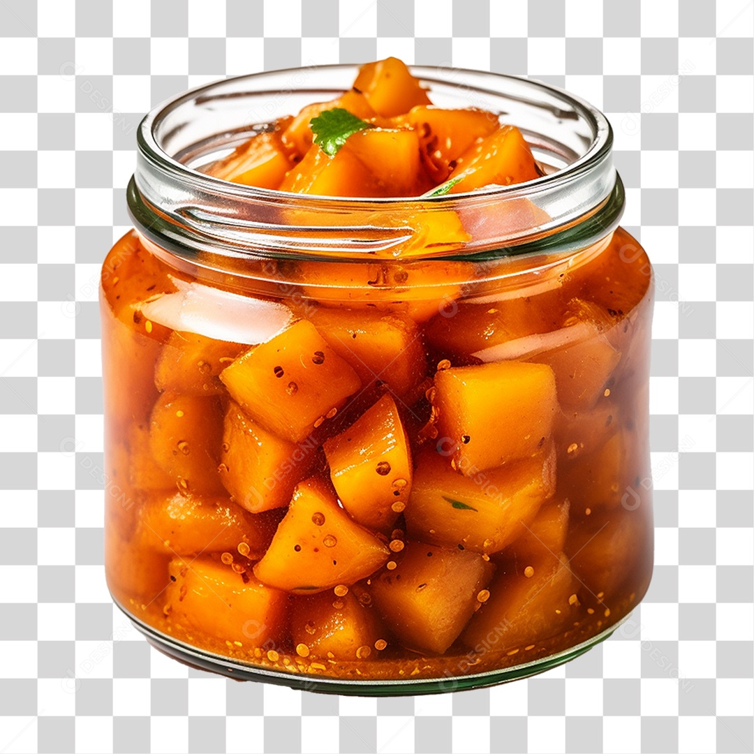 Pote de Vidro com Conserva de Manga PNG Transparente