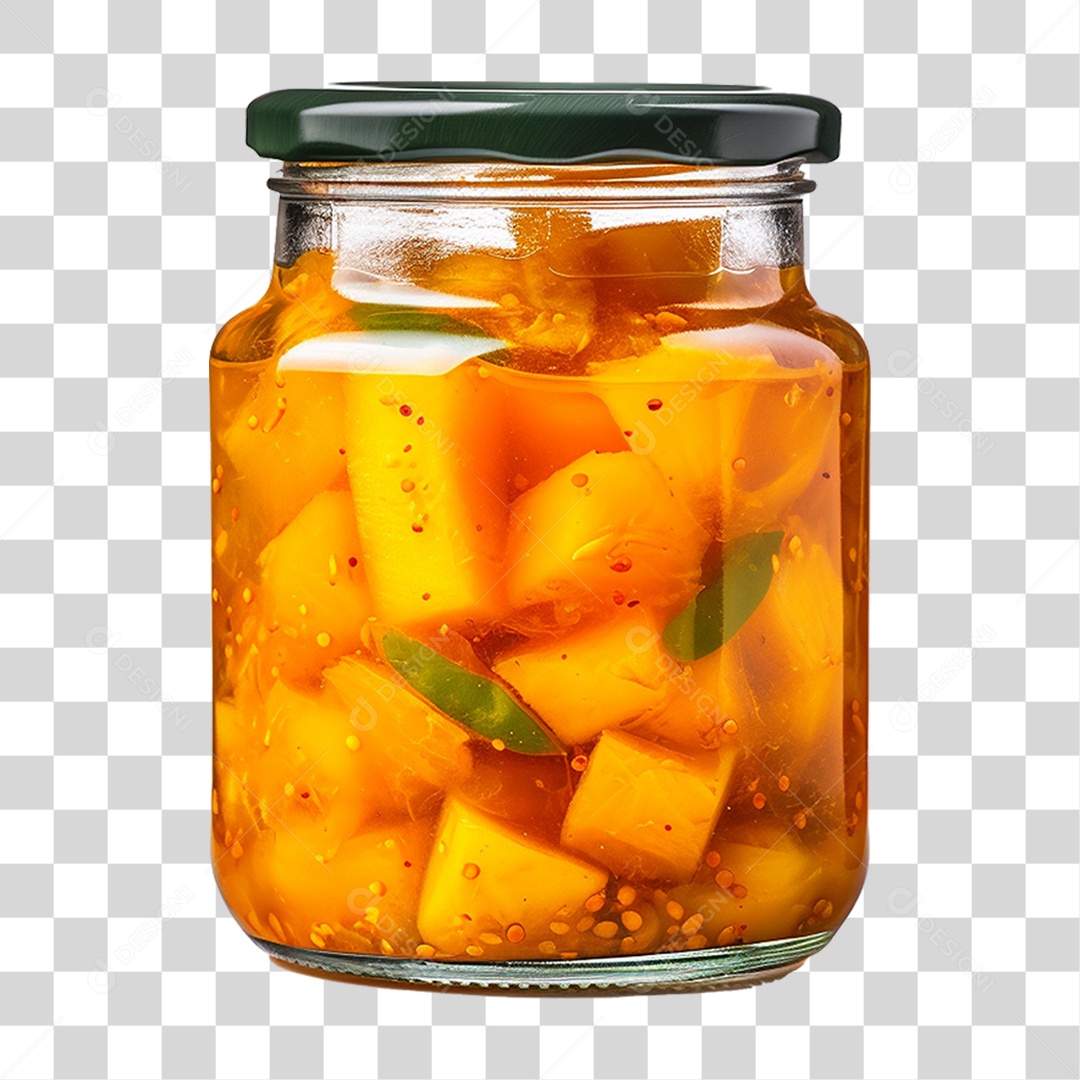 Pote de Vidro com Conserva de Manga PNG Transparente