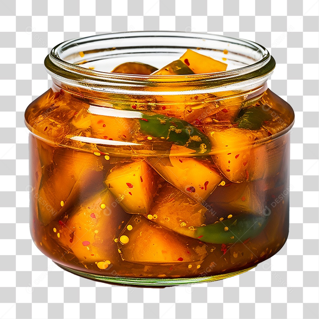 Pote de Vidro com Conserva de Manga PNG Transparente