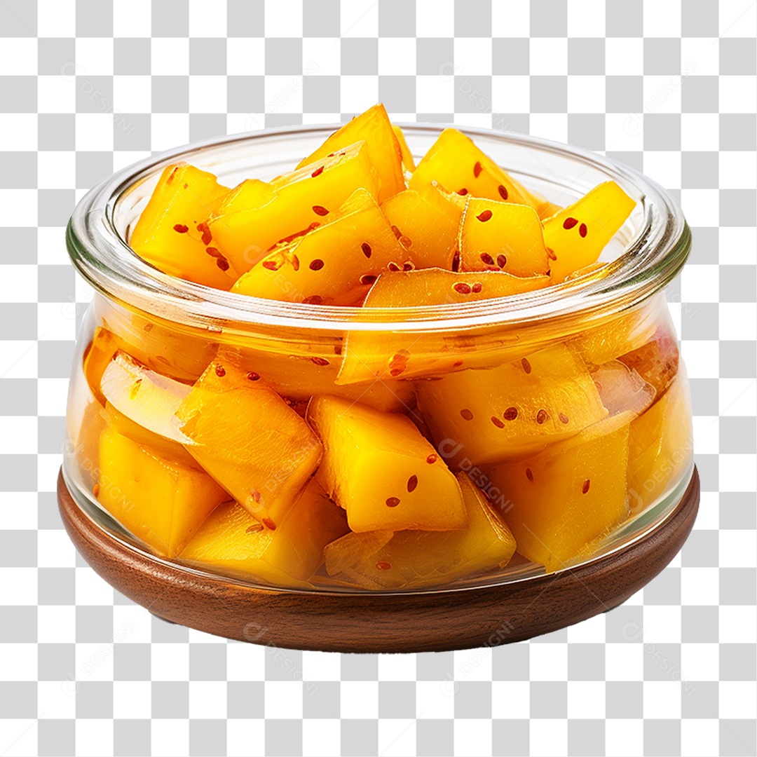 Pote de Vidro com Conserva de Manga PNG Transparente