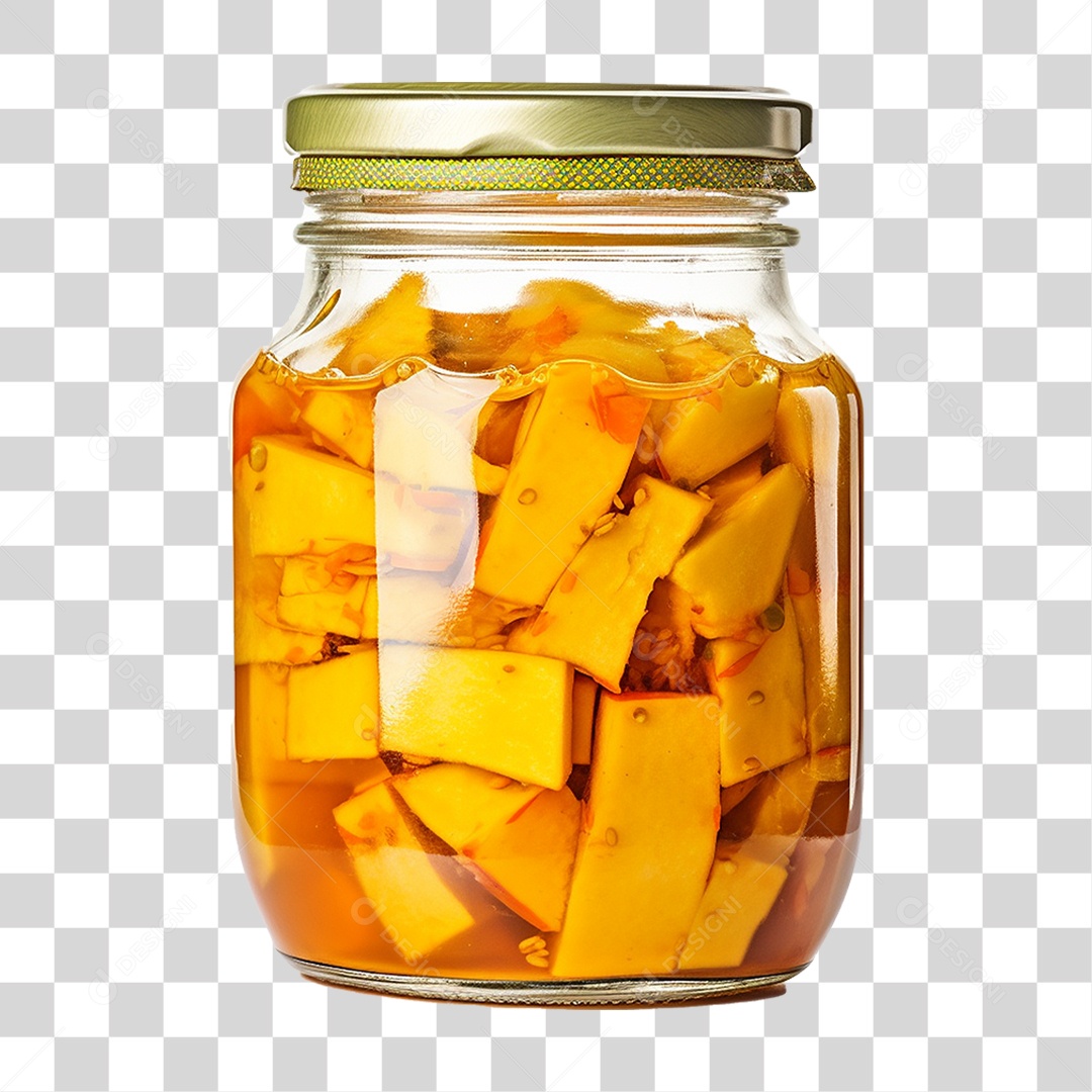 Pote de Vidro com Conserva de Manga PNG Transparente