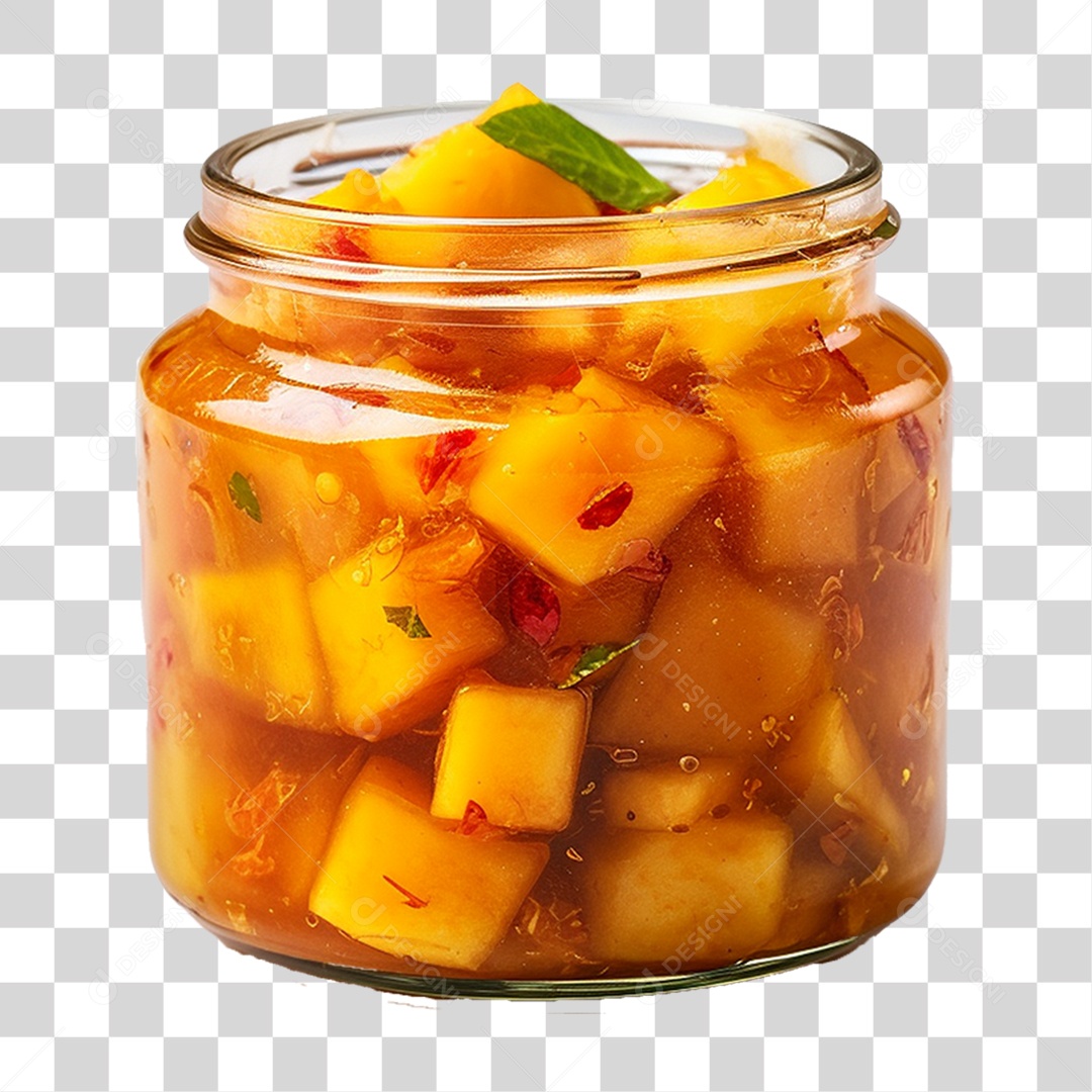 Pote de Vidro com Conserva de Manga PNG Transparente