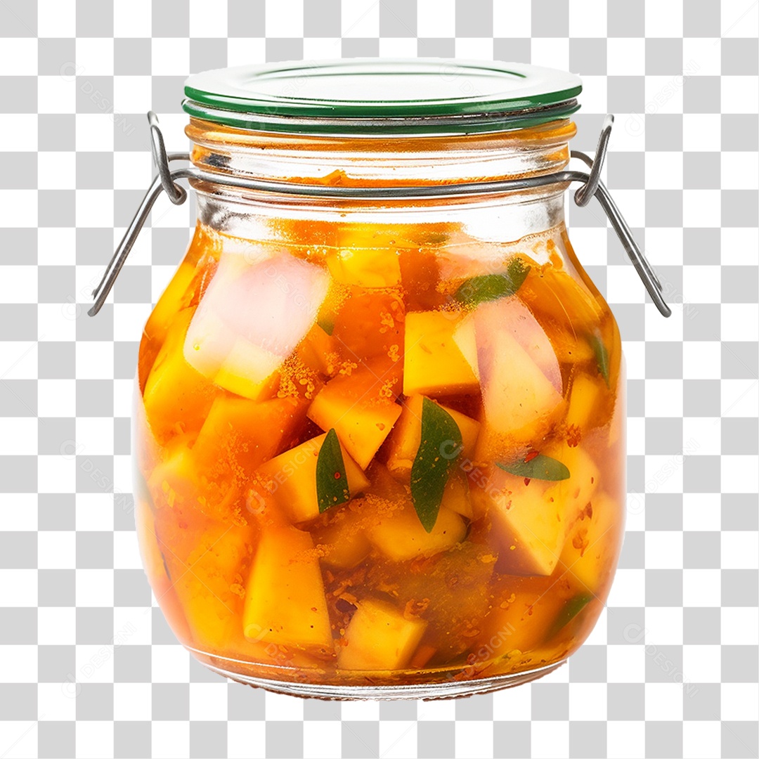 Pote de Vidro com Conserva de Manga PNG Transparente