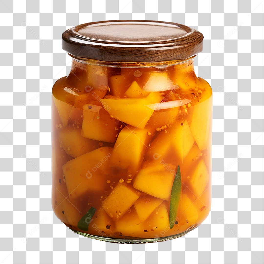 Pote de Vidro com Conserva de Manga PNG Transparente
