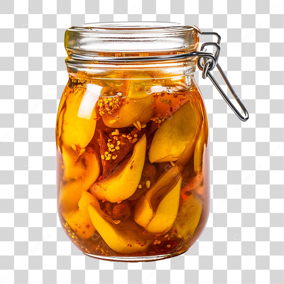 Pote de Vidro com Conserva de Manga PNG Transparente