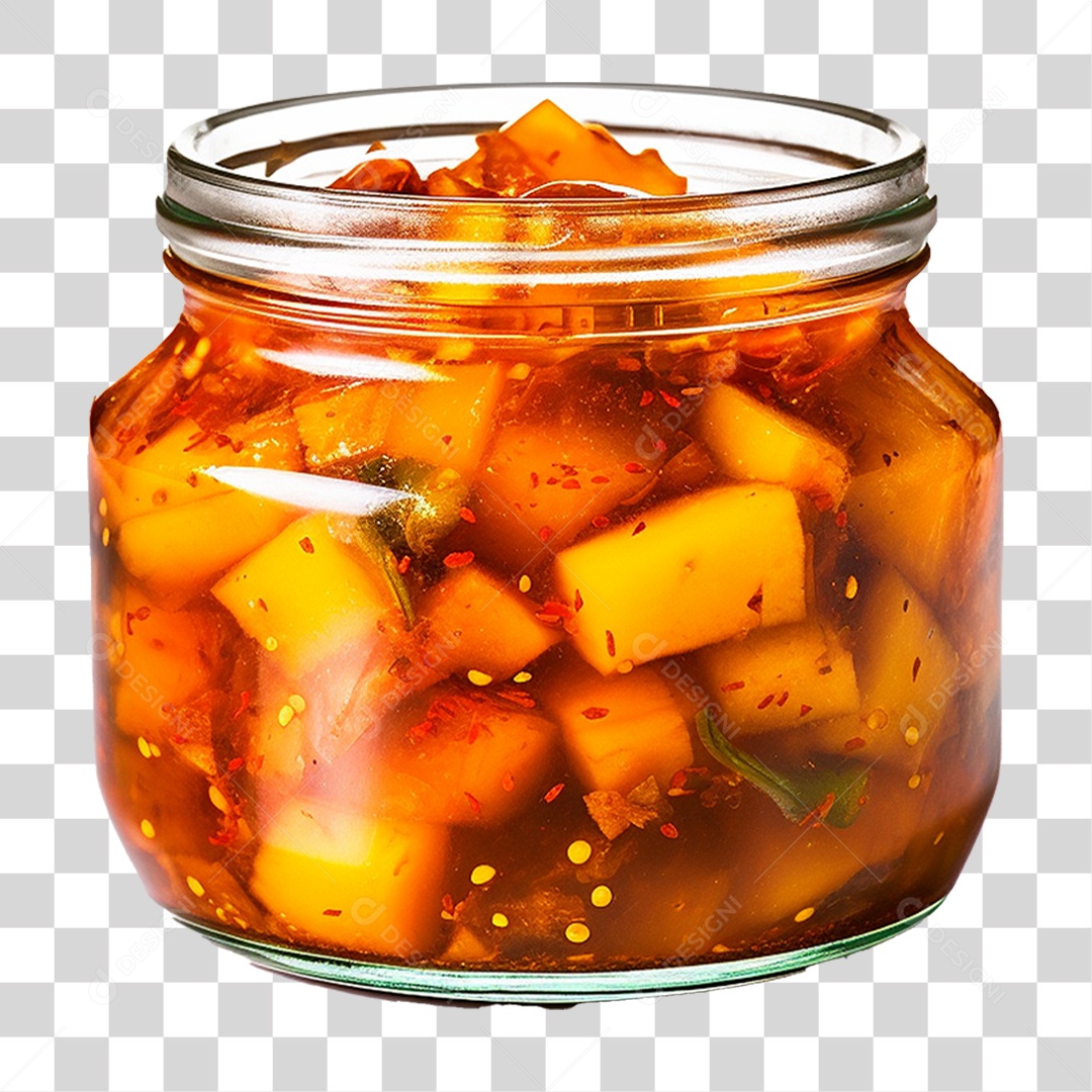 Pote de Vidro com Conserva de Manga PNG Transparente