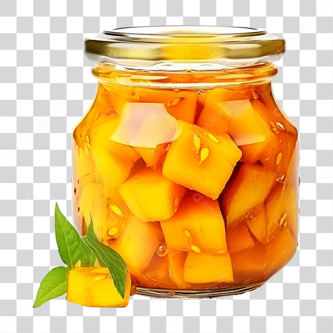 Pote de Vidro com Conserva de Manga PNG Transparente