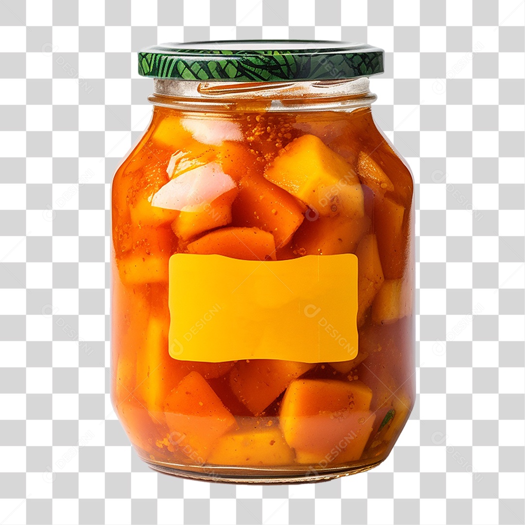 Pote de Vidro com Conserva de Manga PNG Transparente