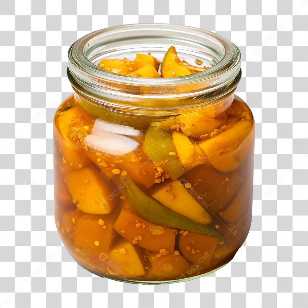 Pote de Vidro com Conserva de Manga PNG Transparente