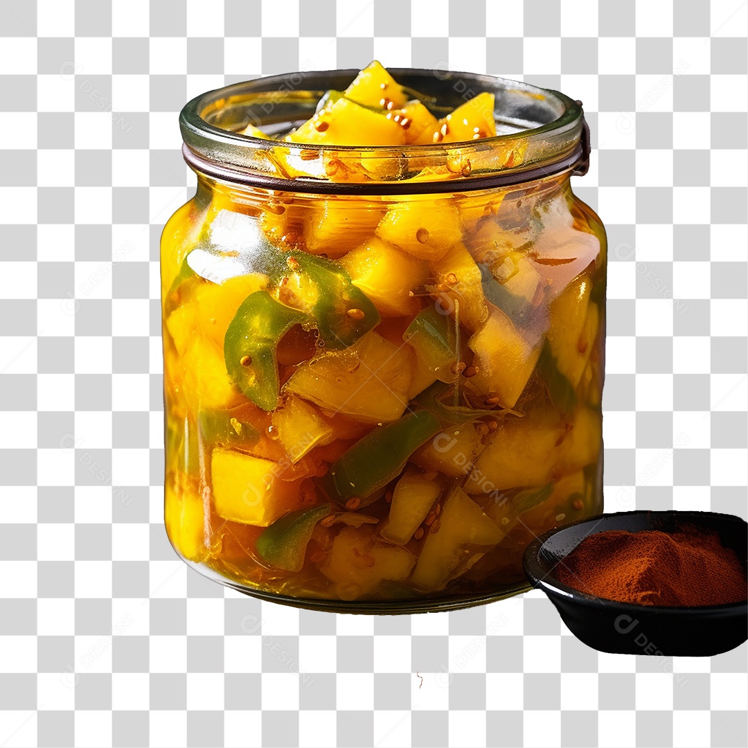 Pote de Vidro com Conserva de Manga PNG Transparente