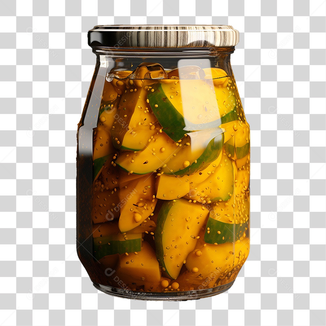 Pote de Vidro com Conserva de Manga PNG Transparente