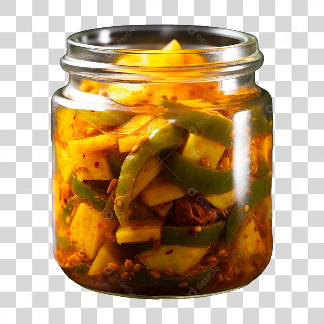 Pote de Vidro com Conserva de Manga PNG Transparente