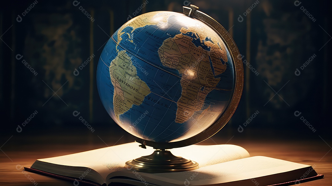 Globo sobre um livro na biblioteca
