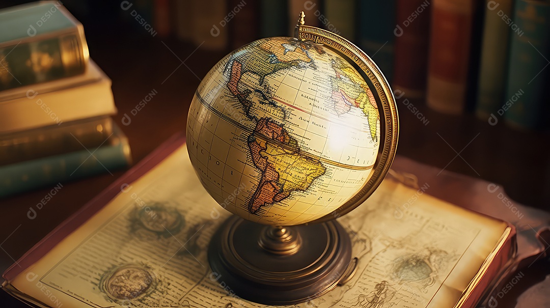 Globo sobre um livro na biblioteca