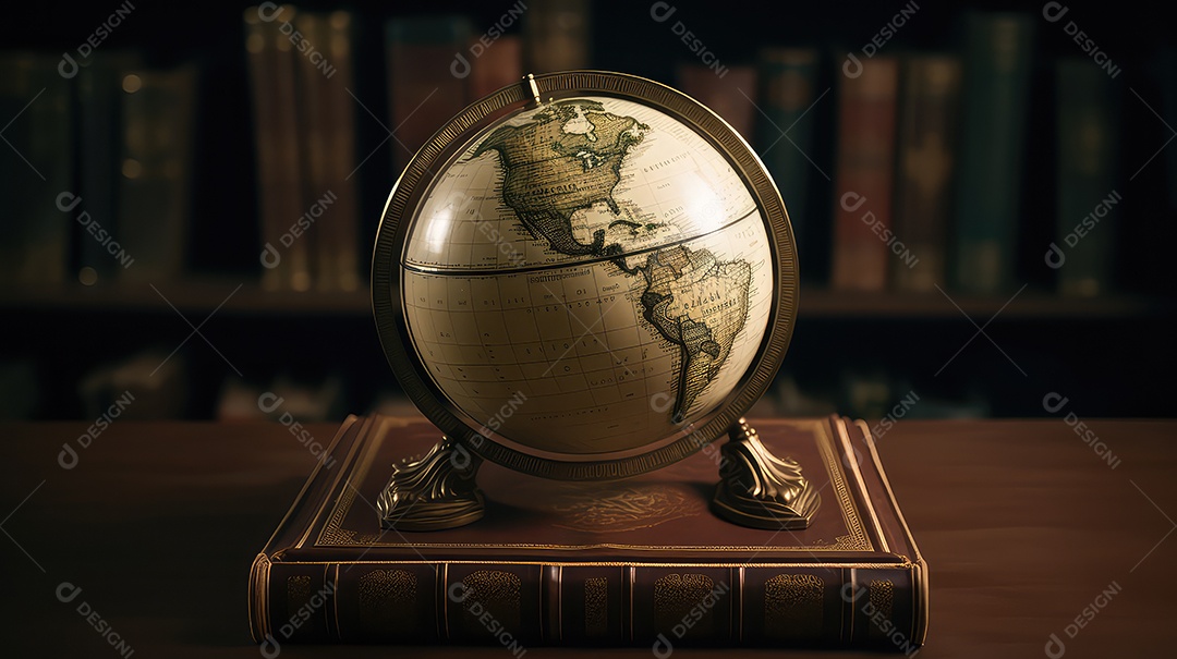 Globo sobre um livro na biblioteca